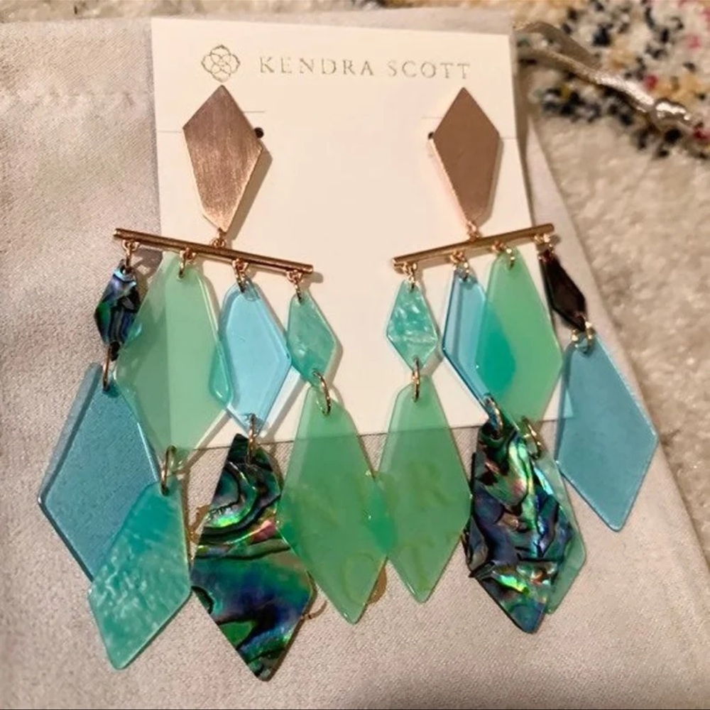 Kendra Scott Hanna rose gold/turquoise abalone earrings